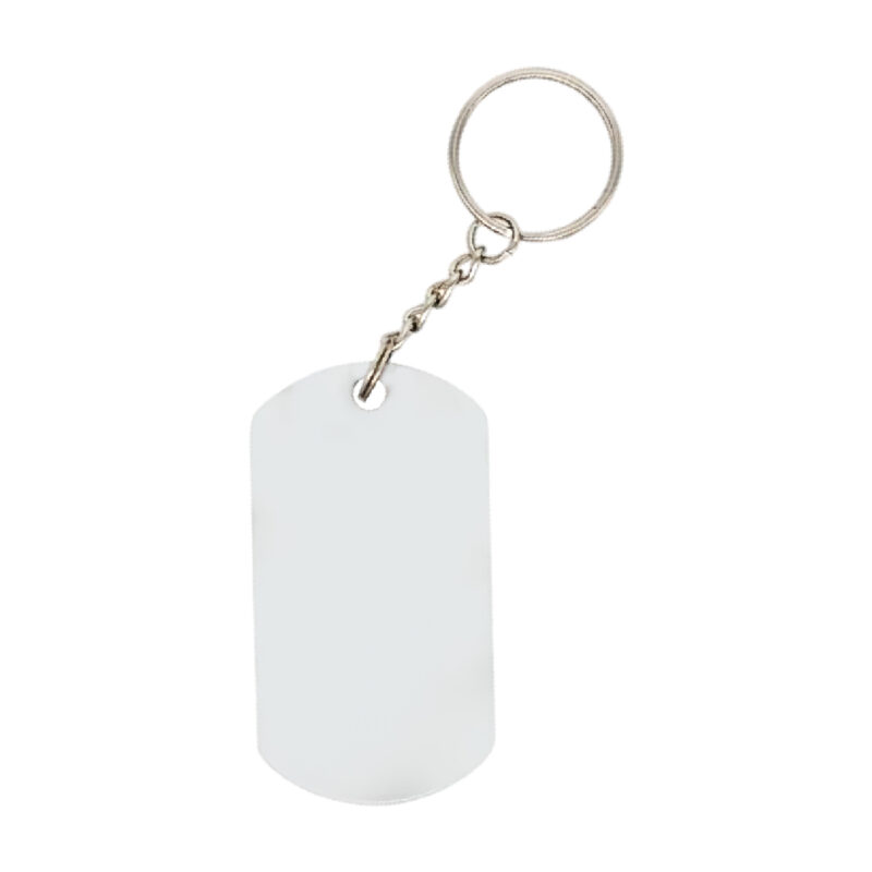 llavero de acero blanco placa militar