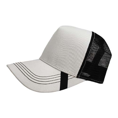 gorra de malla negra con visera curva blanco y frente blanco