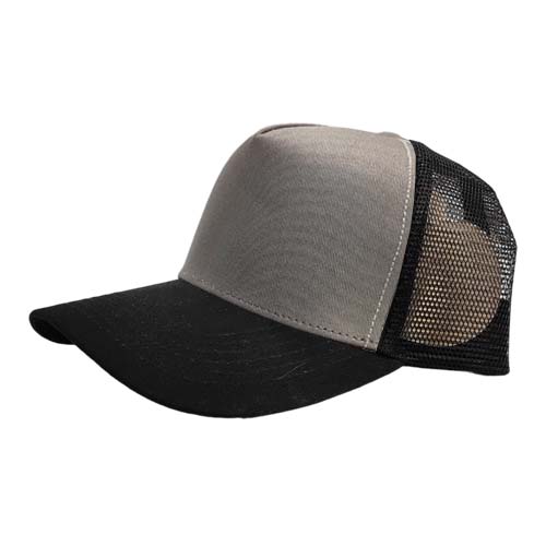 gorra de malla negra con visera curva negro y frente gris