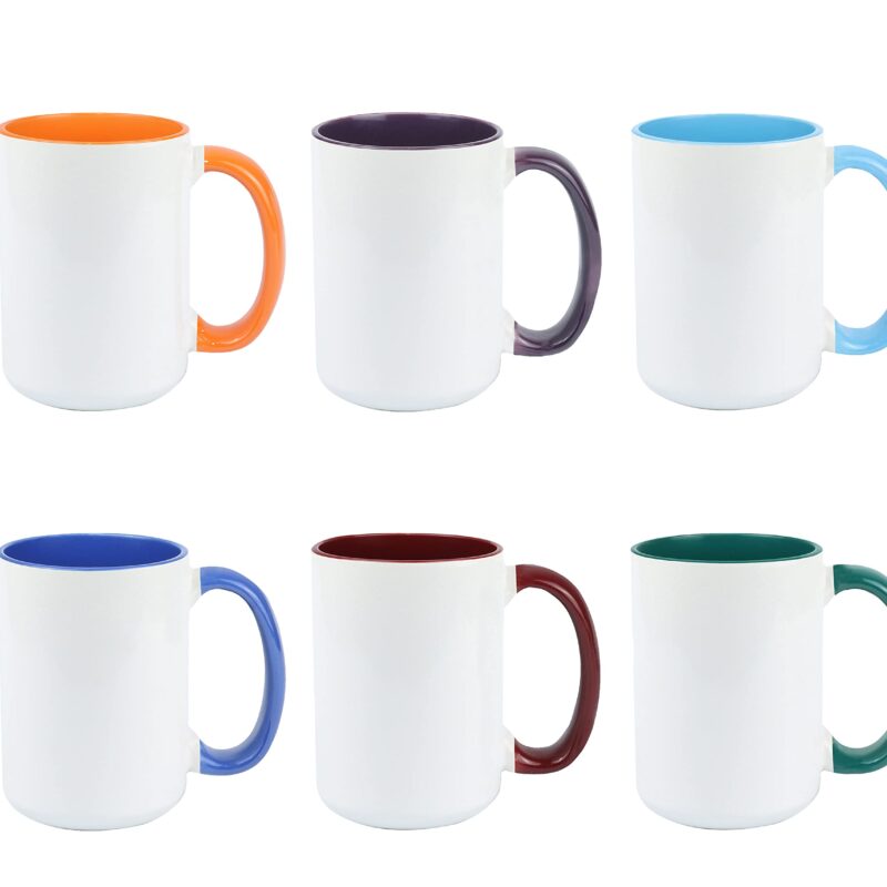 taza 15oz con fondo y agarradera de color