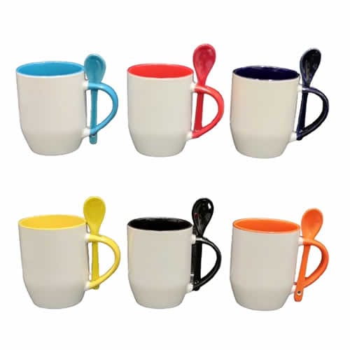 taza 11oz con cuchara y fondo de color