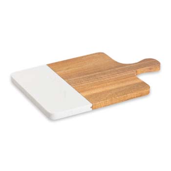 tabla para picar de bambú con pieza de mármol blanco