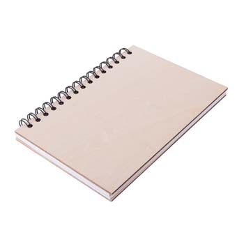 libreta con cubierta de madera baswood 14.1x21cm