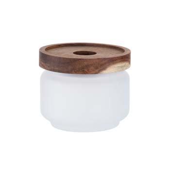 frasco de vidrio glaseado 250ml con tapa de madera