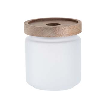 frasco de vidrio glaseado 450ml con tapa de madera