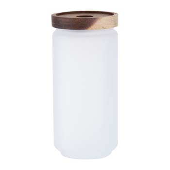 frasco de vidrio glaseado 950ml con tapa de madera