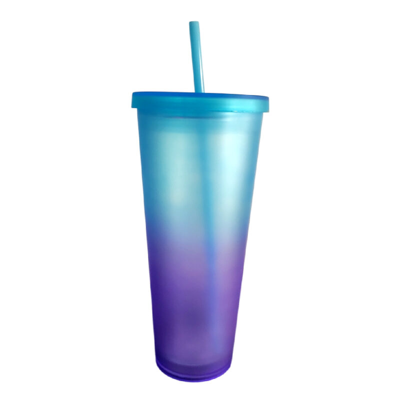 vaso plástico acrílico azul con degradado morado 24oz