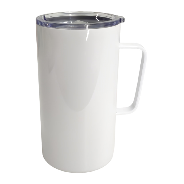 vaso blanco 600ml con agarradera acero inoxidable 304