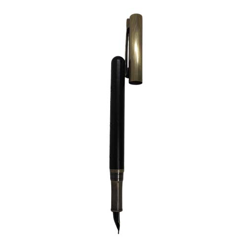 pluma fuente con pistón de metal estilo nogal negro