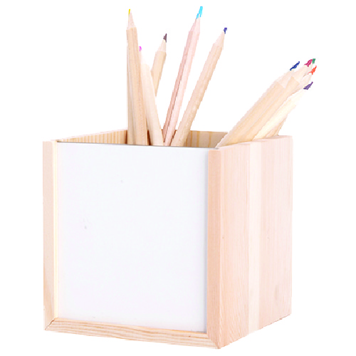 porta lápices de madera 10 x 10 x 10 cm