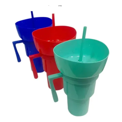 vaso mágico con plato y asa de color